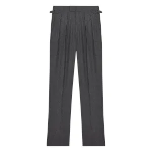 Aleks Dark Grey Wool Flannel Trousers