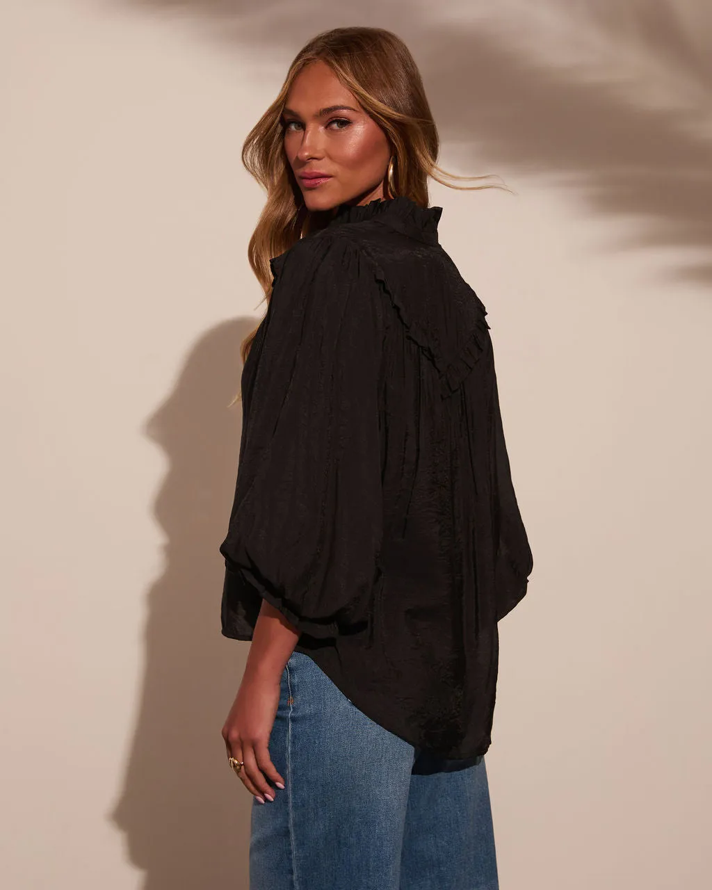 Alyona Ruffle Mock Neck Top