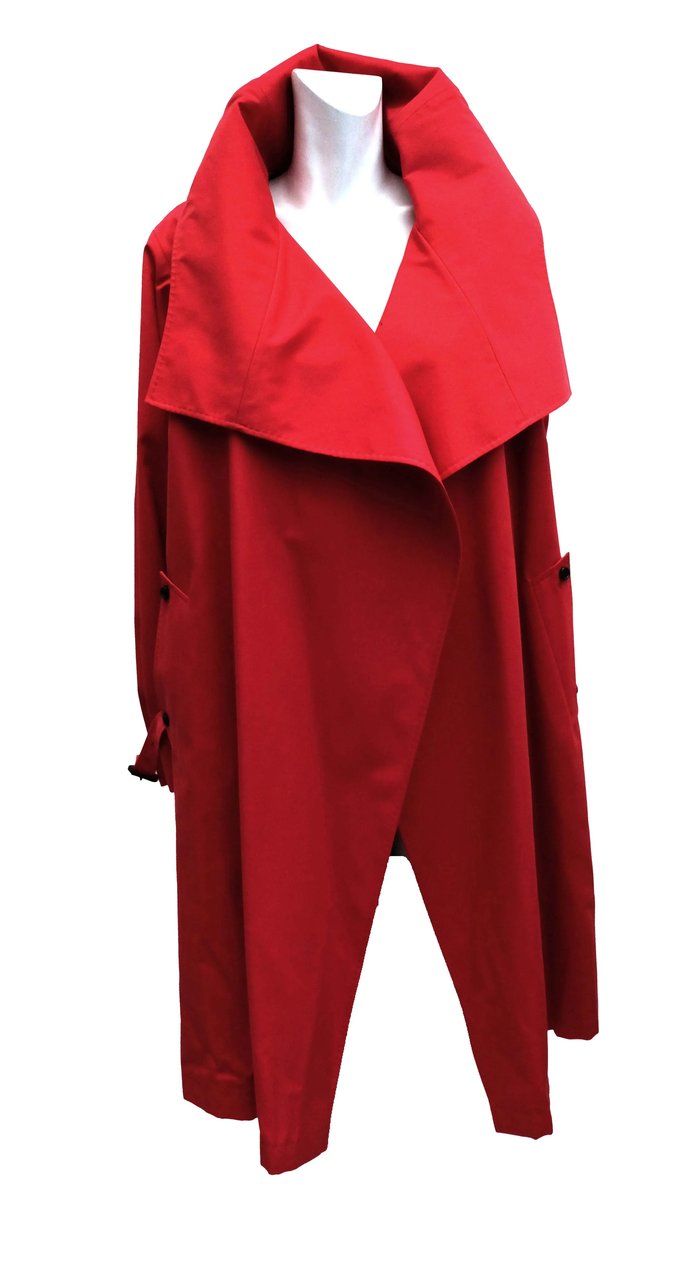 Aquascutum Belted Raincoat in Red with Wide Collar, UK12