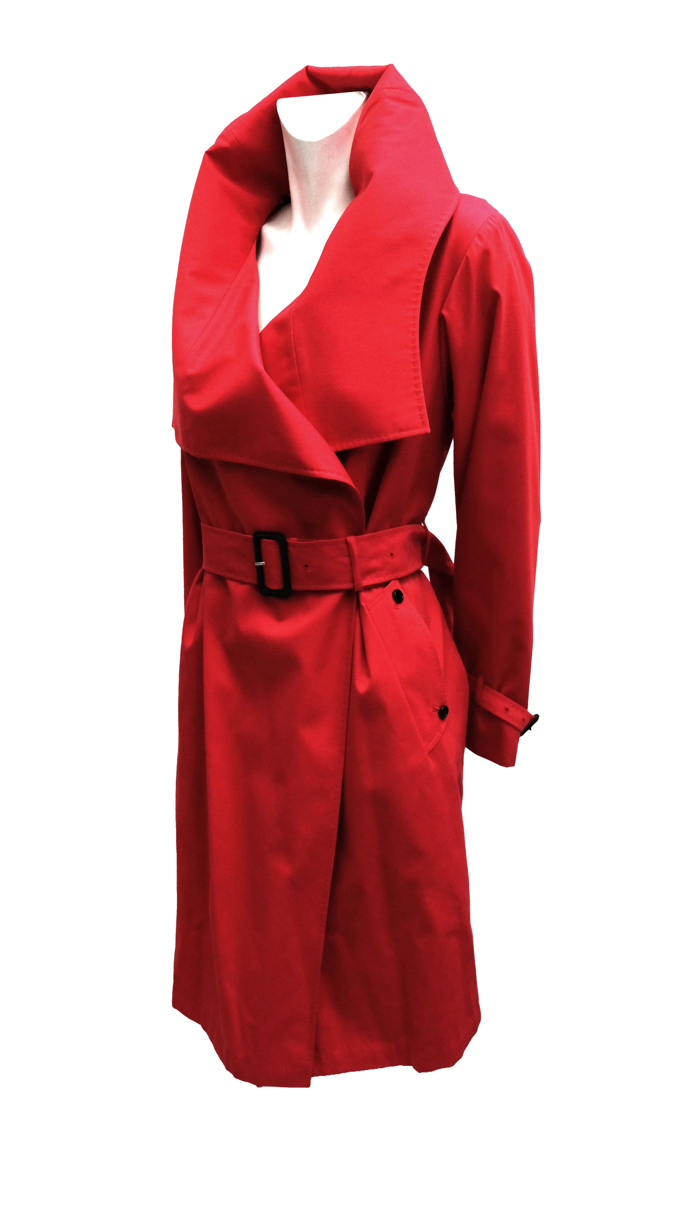 Aquascutum Belted Raincoat in Red with Wide Collar, UK12