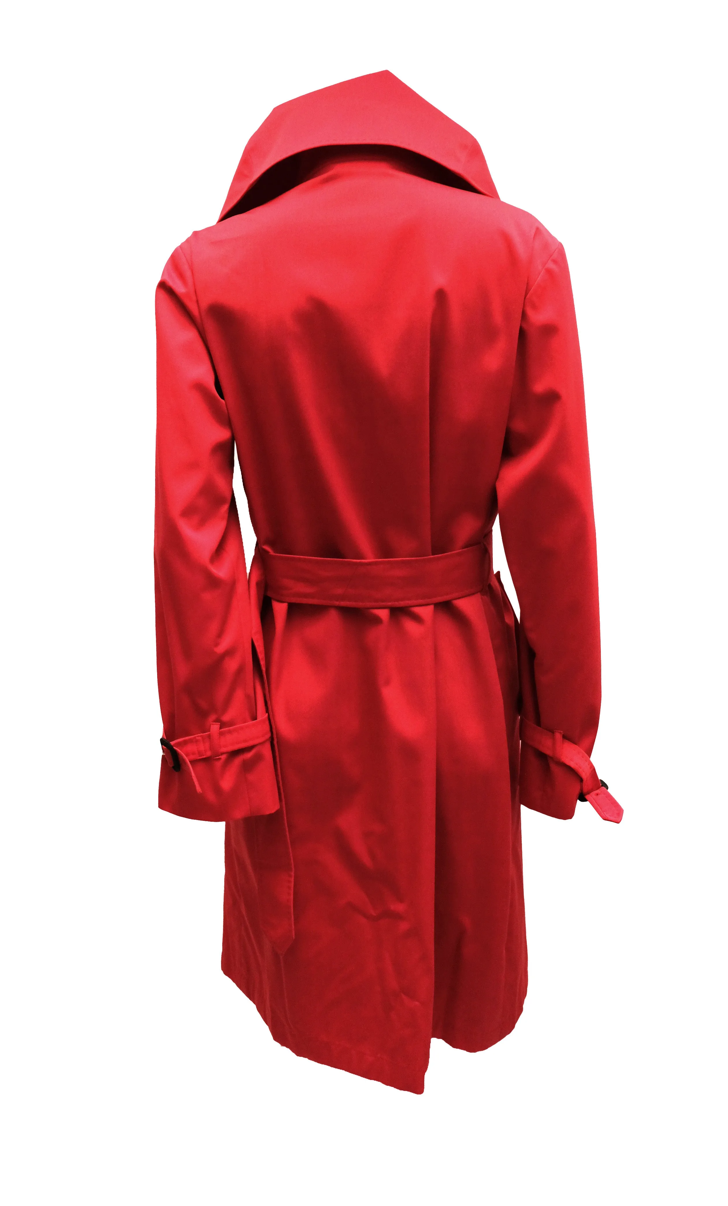 Aquascutum Belted Raincoat in Red with Wide Collar, UK12