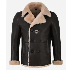 Arctic Double Breasted Sheepskin Coat Men's WW2 Shearling Classic Coat