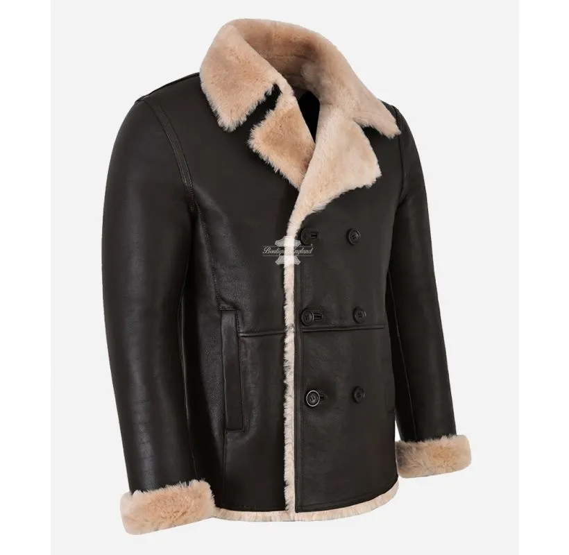 Arctic Double Breasted Sheepskin Coat Men's WW2 Shearling Classic Coat