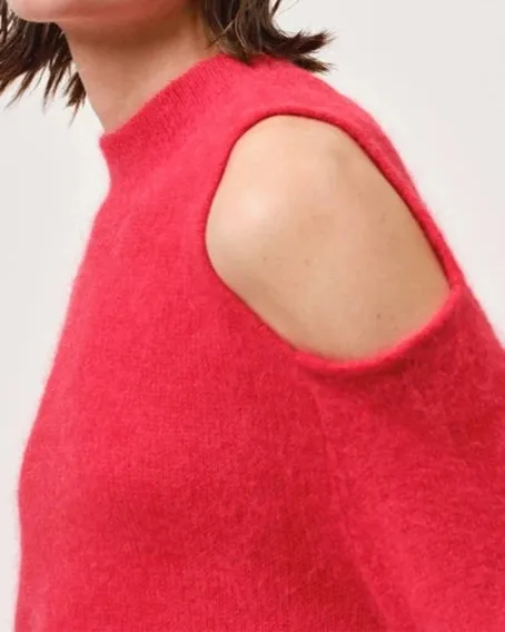 AVIEL OPEN SHOULDER SWEATER | BRIGHT RED