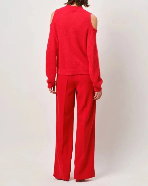 AVIEL OPEN SHOULDER SWEATER | BRIGHT RED