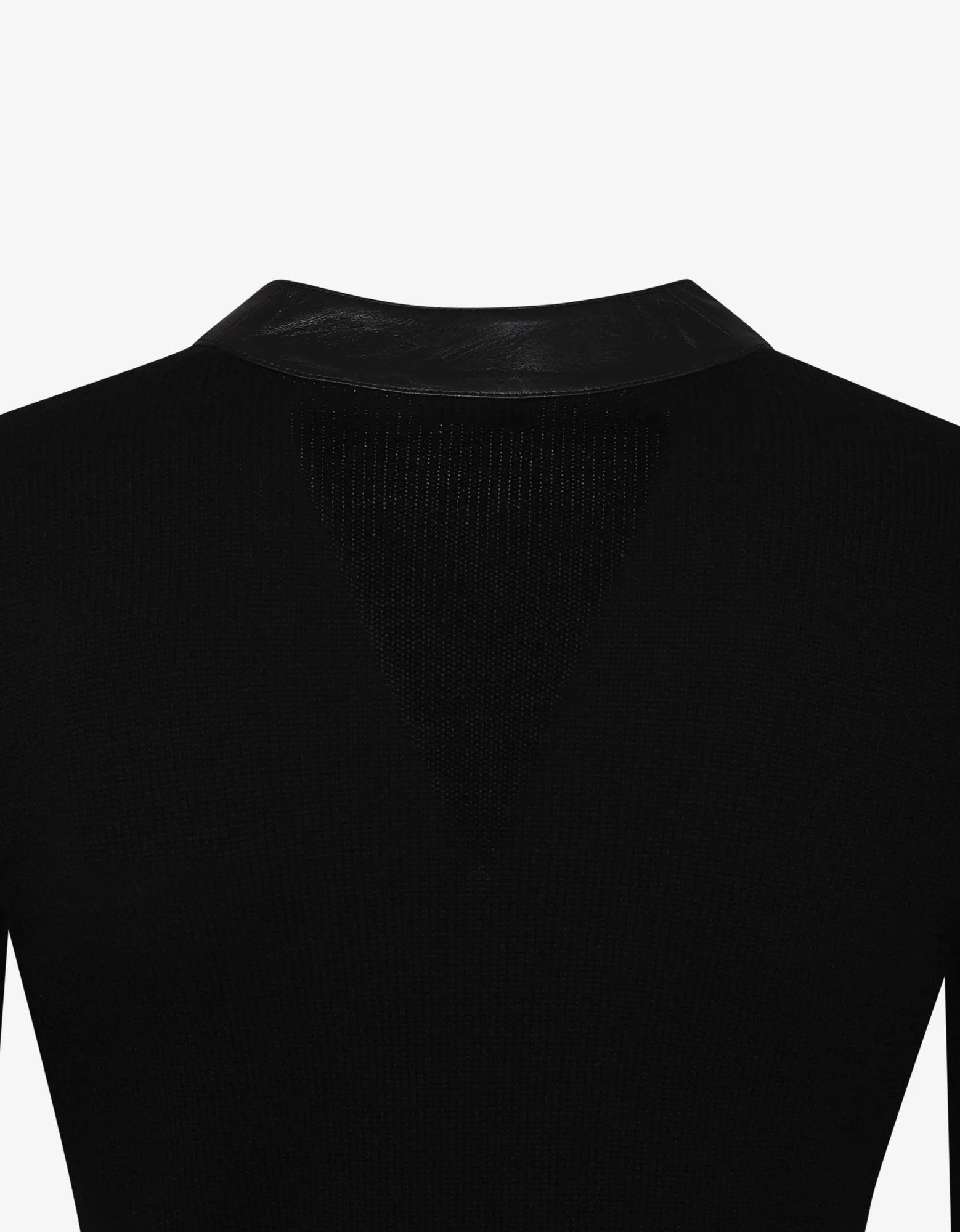 Black Cashmere Cardigan with Leather Trim