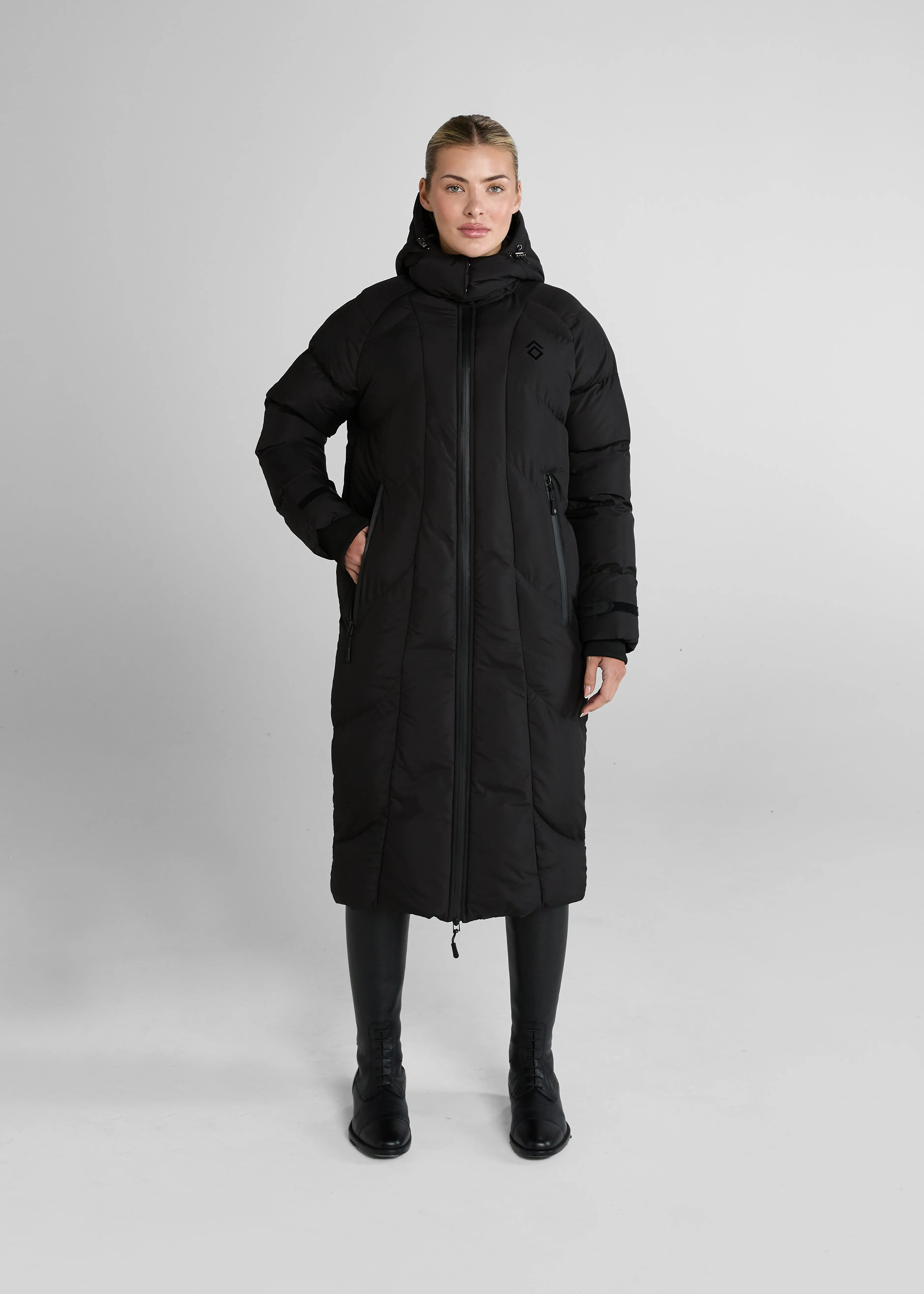 Black Long Riding Puffer