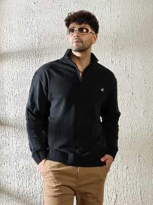 Black Turtleneck Quarter Zip Sweater