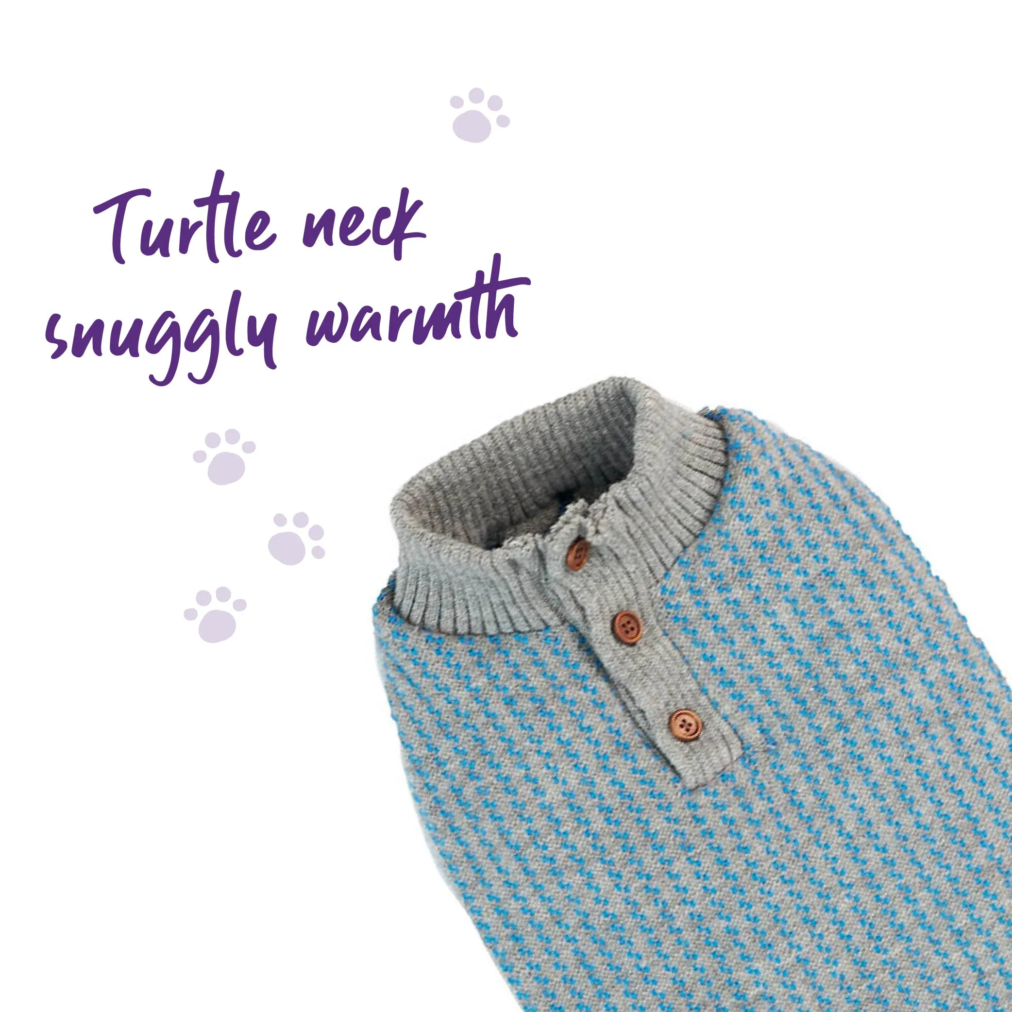 Blue Button Up Knit Dog Jumper