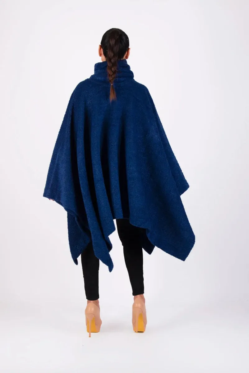 Blue Knitted Poncho EVA