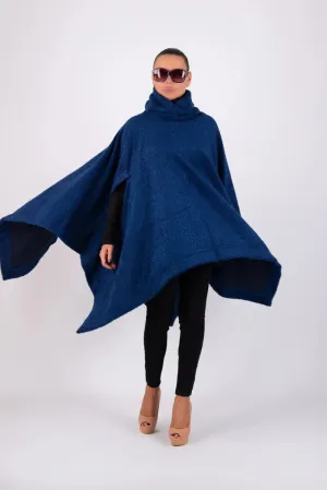 Blue Knitted Poncho EVA