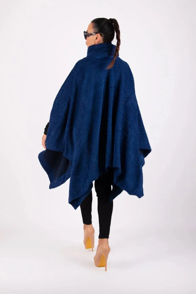 Blue Knitted Poncho EVA