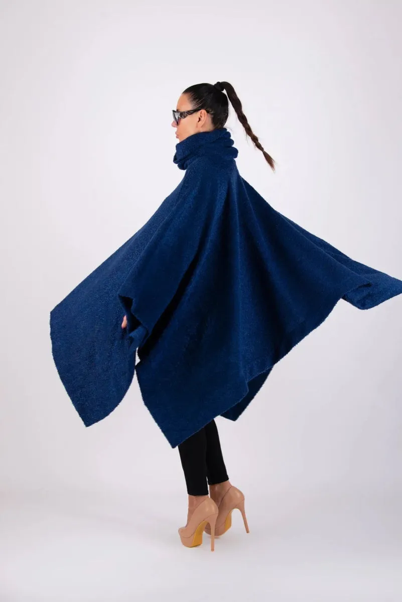 Blue Knitted Poncho EVA