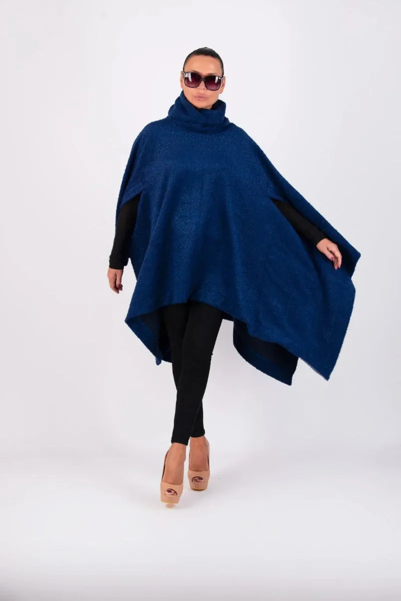 Blue Knitted Poncho EVA