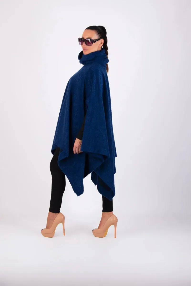 Blue Knitted Poncho EVA