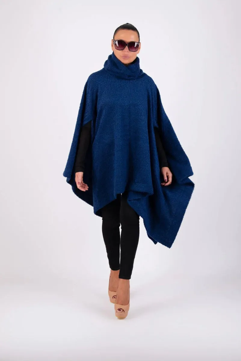 Blue Knitted Poncho EVA