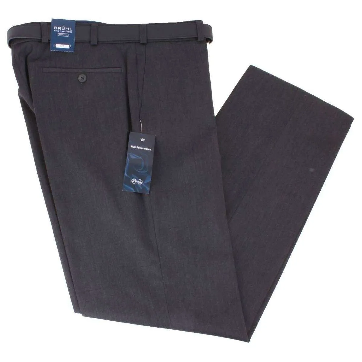 BRUHL Robert Classic Wool Mix Smart Trousers - Anthracite Grey