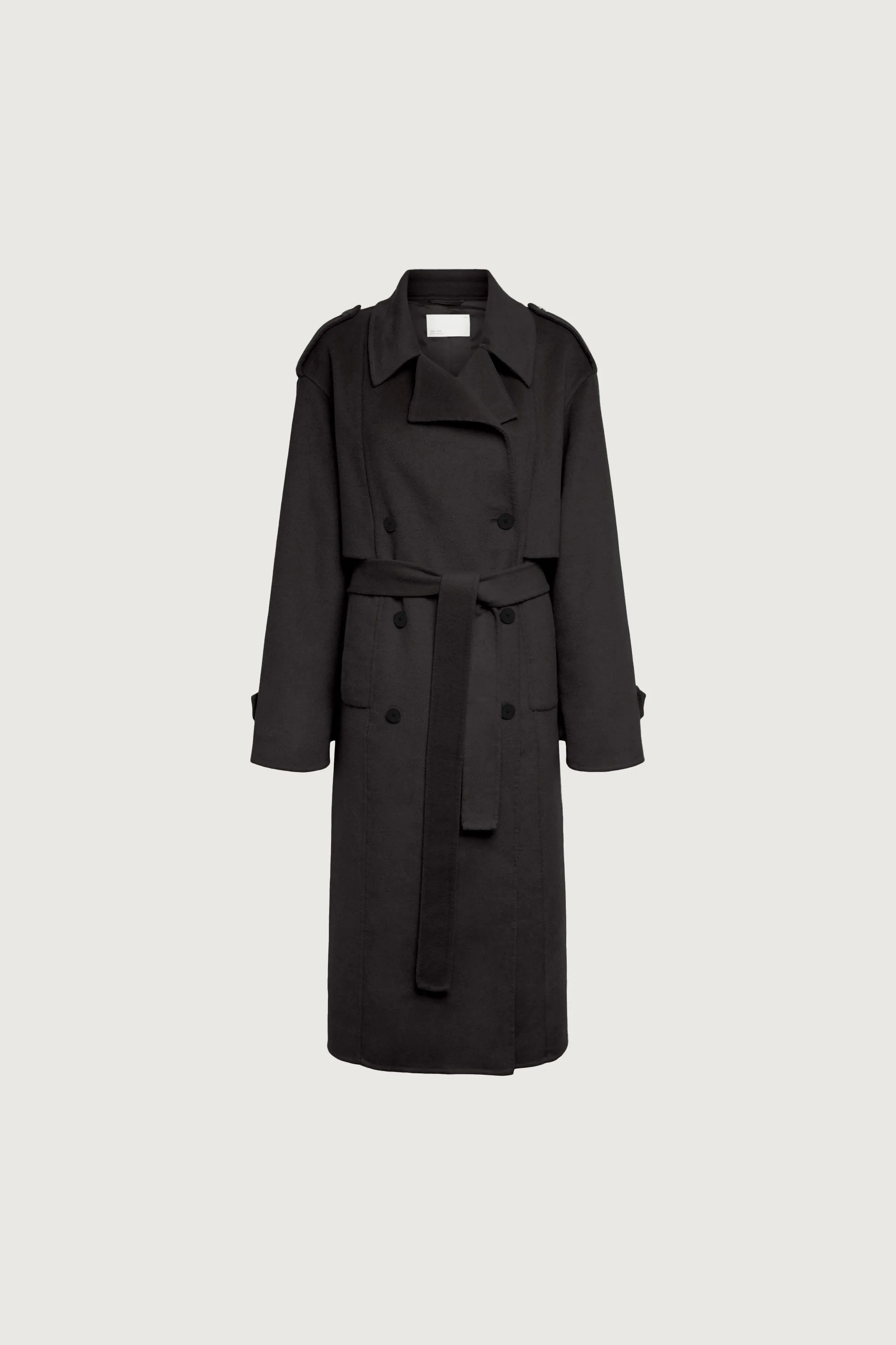 BRUSHED WOOL-BLEND BELTED COAT