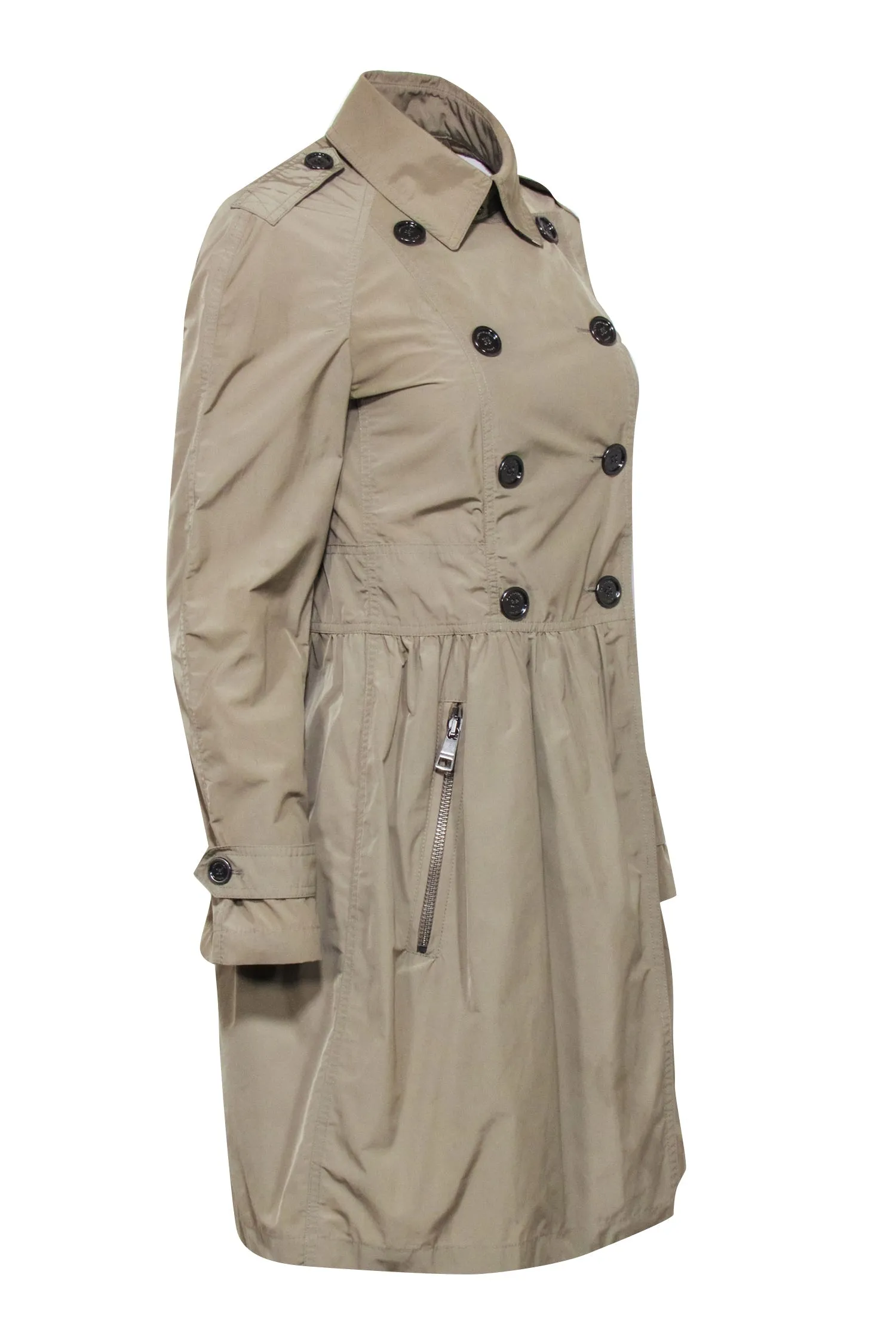 Burberry Brit - Beige Ruched Waist Trench Coat Sz 8