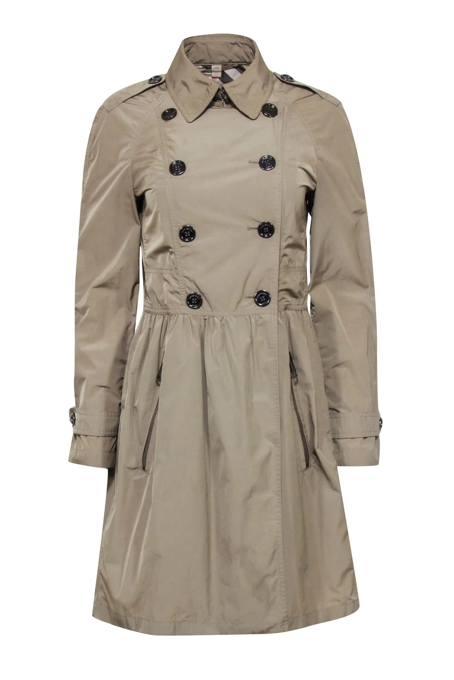 Burberry Brit - Beige Ruched Waist Trench Coat Sz 8