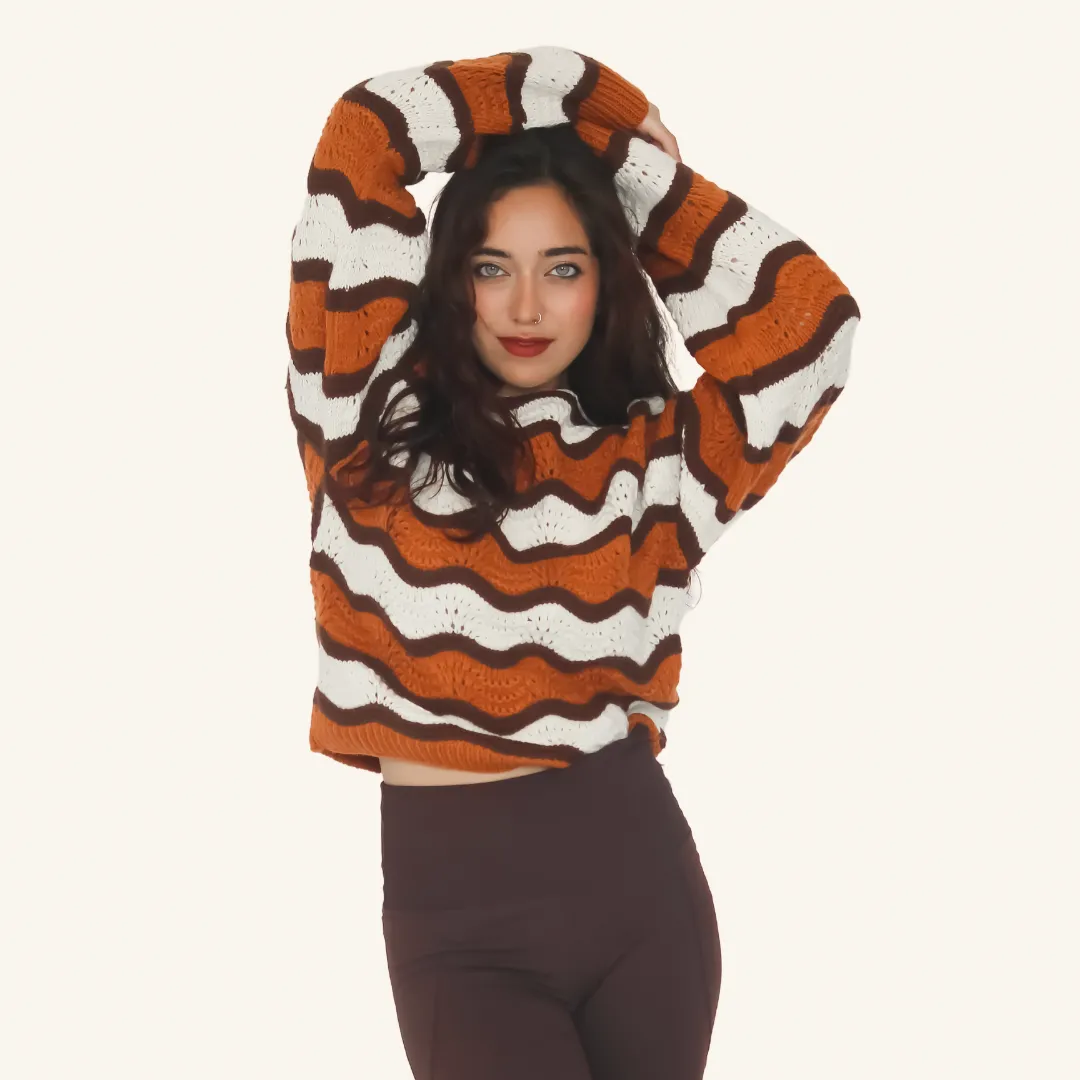 Camellia Pullover – Handknitted Stripes for Modern Women