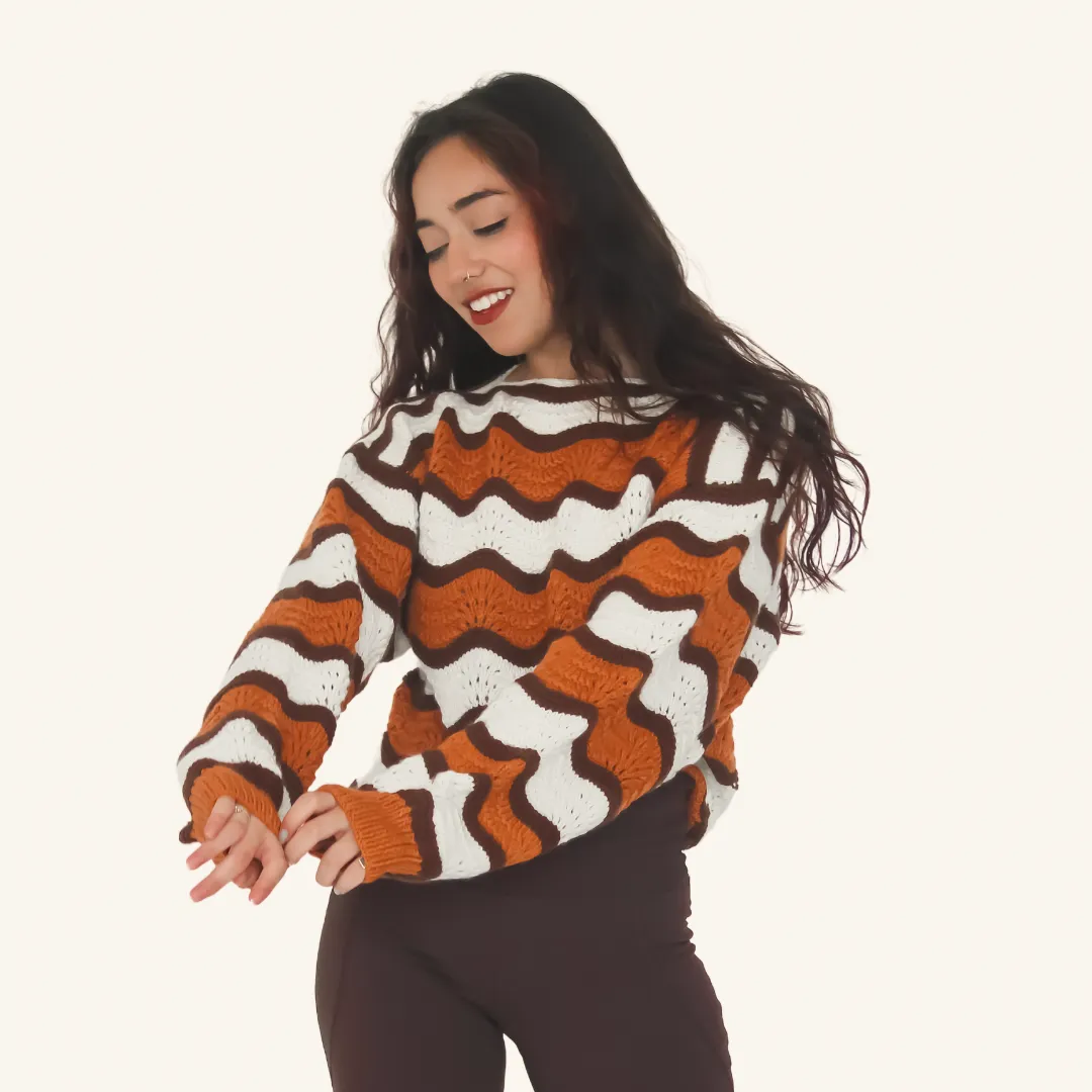 Camellia Pullover – Handknitted Stripes for Modern Women