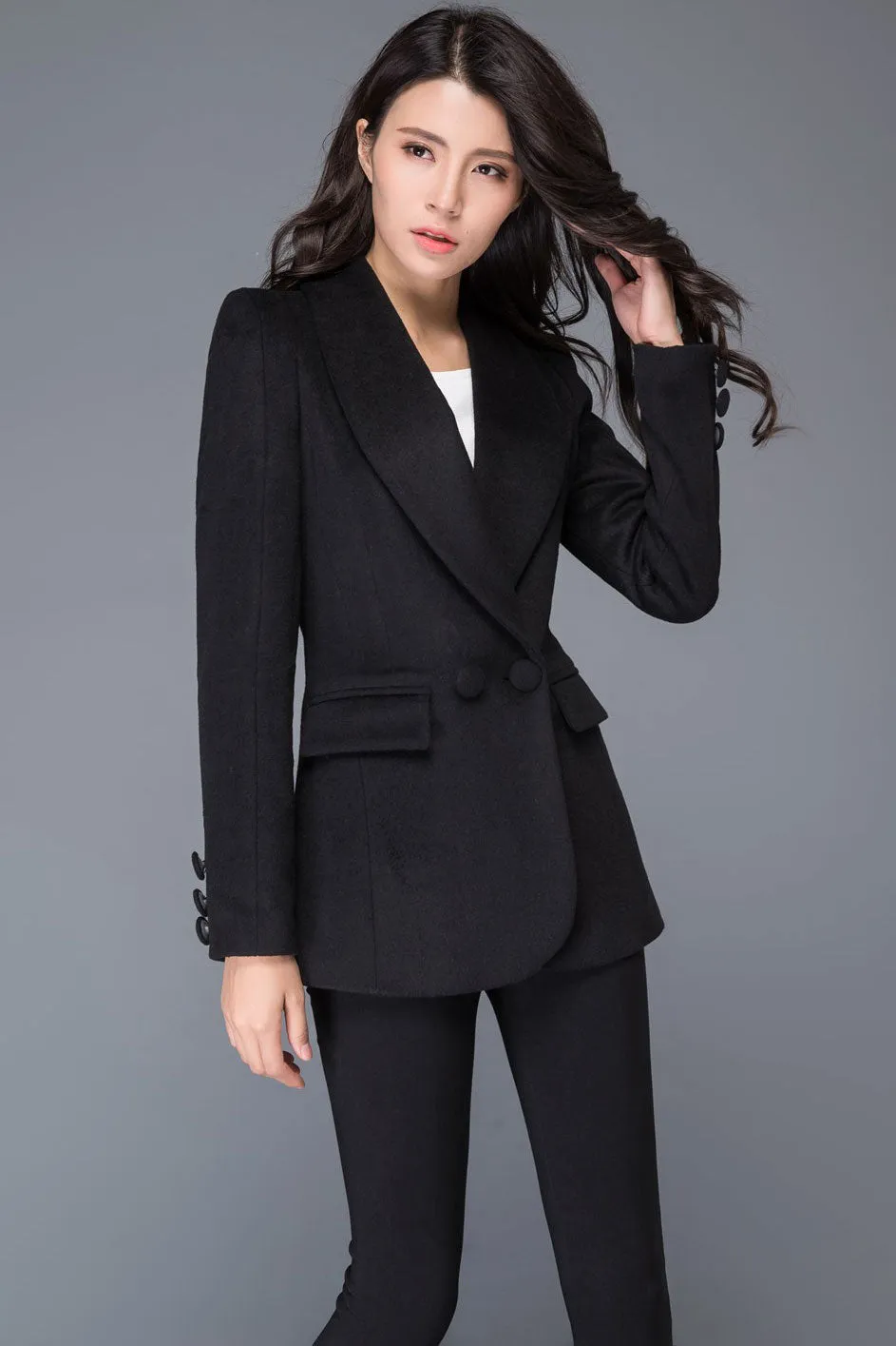 Casual fashion Black Wool short Jacket C993 XS#YY04417