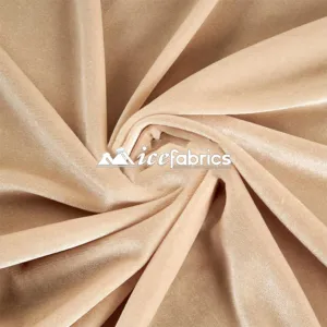 Champagne Poly Spandex 4 Way Stretch Velvet Fabric/ super Soft