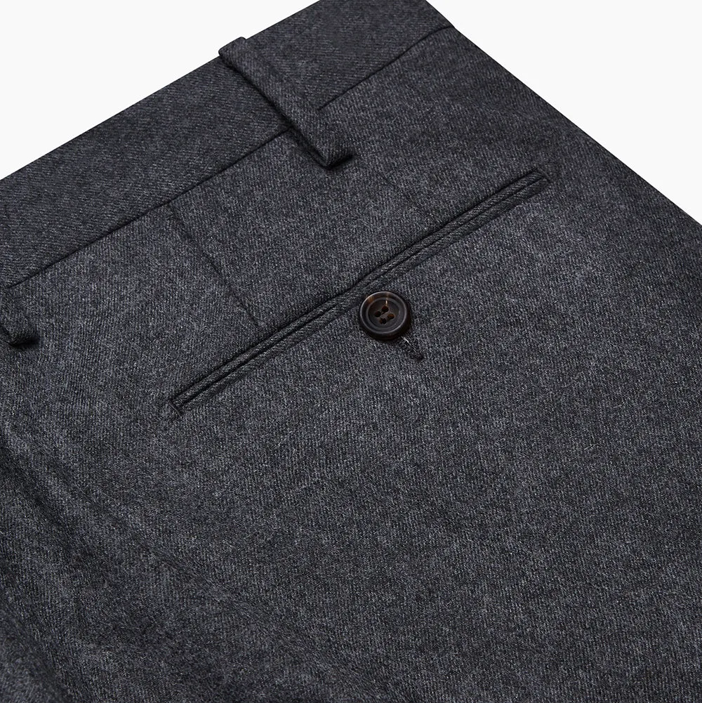 Charcoal Wool Single Pleated Gerry Trousers