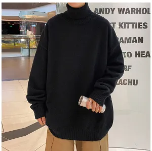 Chicmy-Graduation gift, Coachella Valley Music Festival Look,Loose Knitted Warm Turtleneck Men Sweater