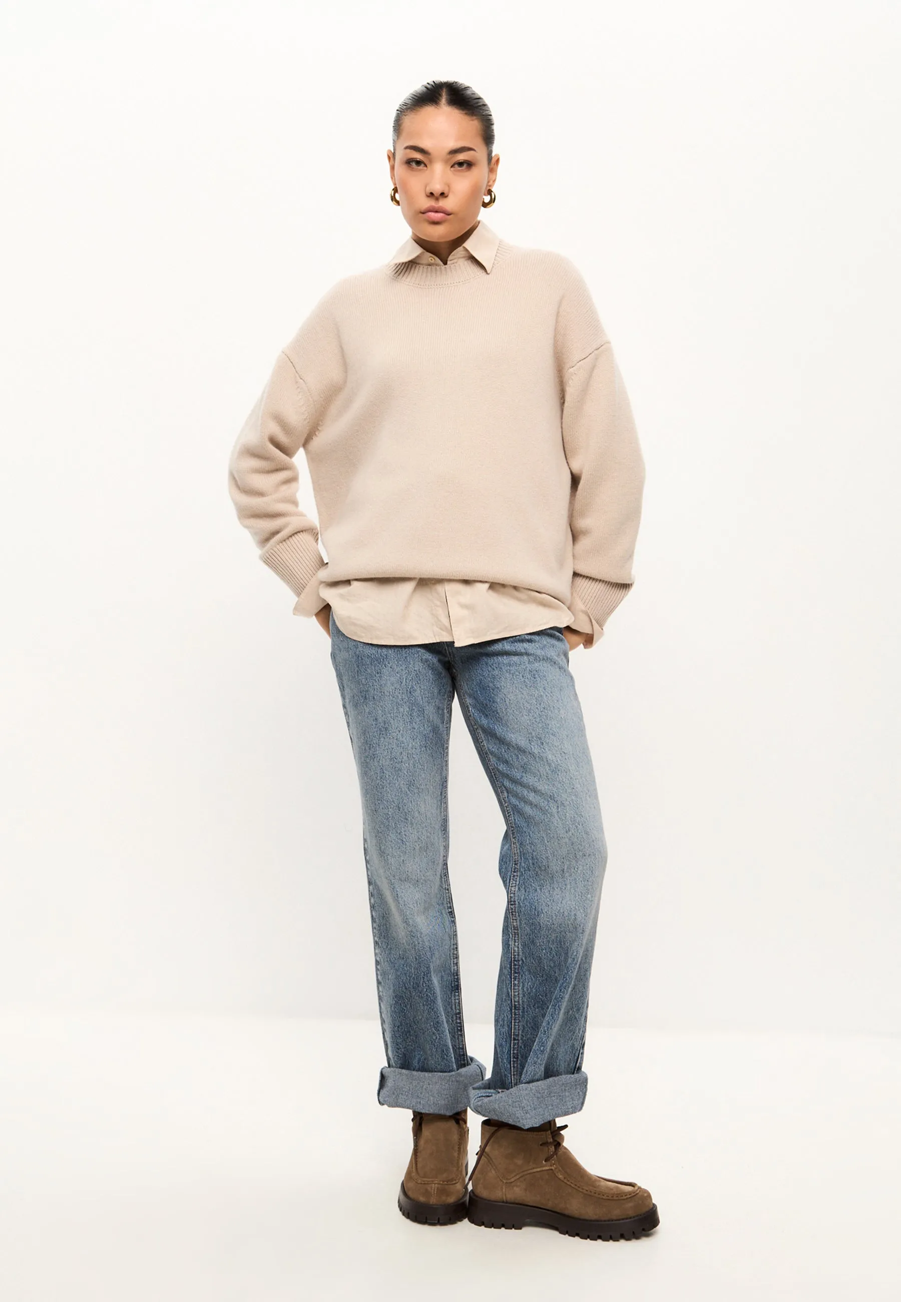 Classic Crew Neck Sweater Mulan - Beige