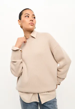 Classic Crew Neck Sweater Mulan - Beige