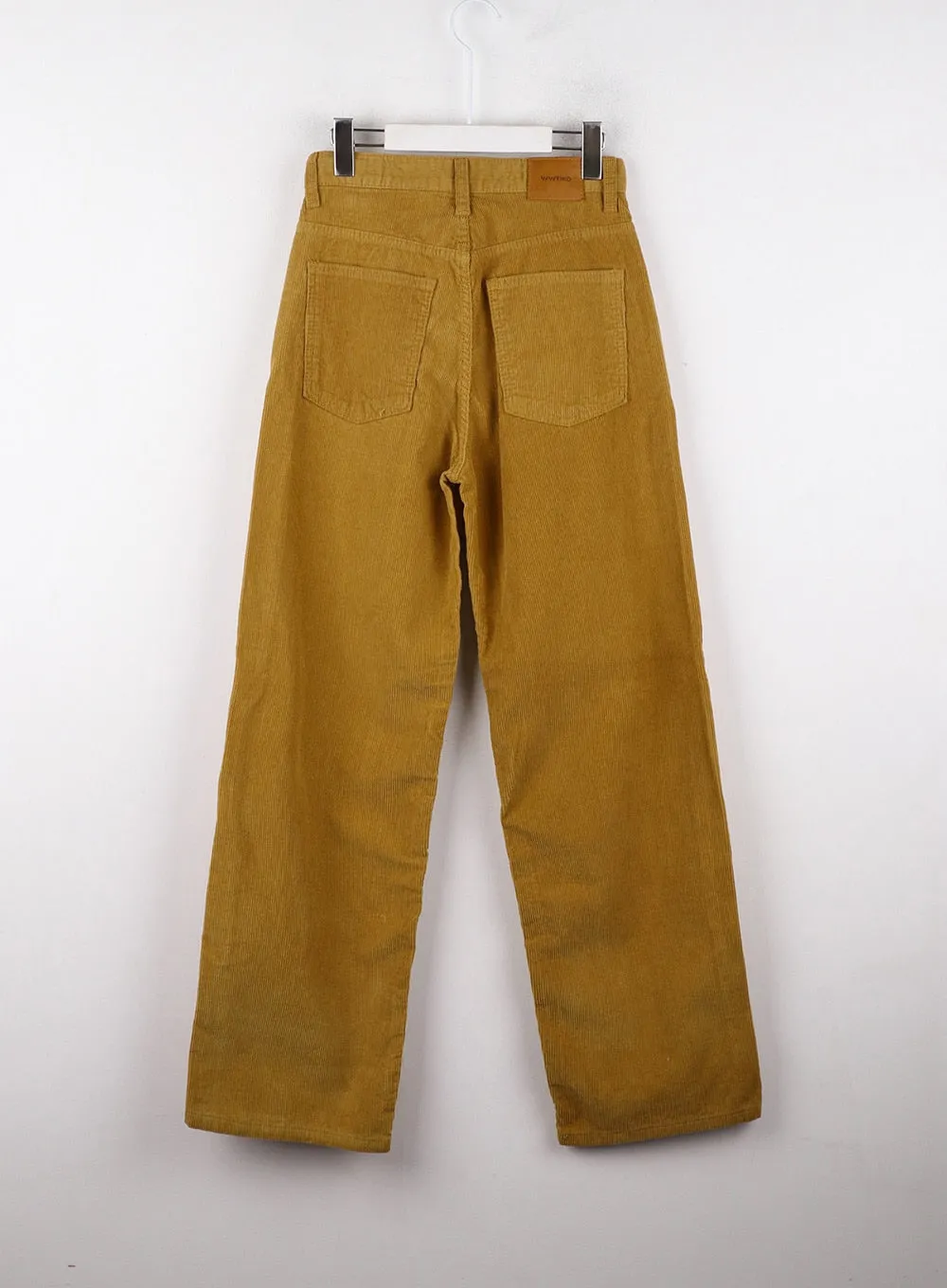 Corduroy Mid-Waist Solid Straight Pants OD320