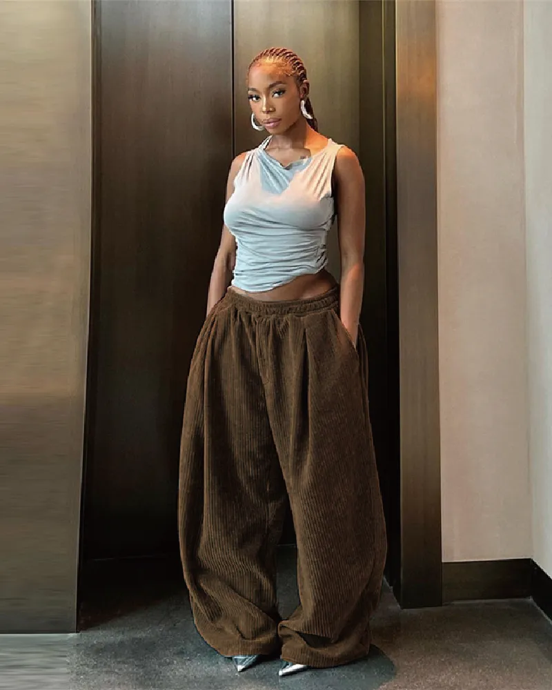 Corduroy Streetwear Wide Leg Pants