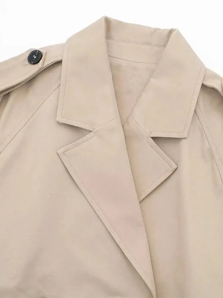 Cropped Double-Breasted Trench Jacket