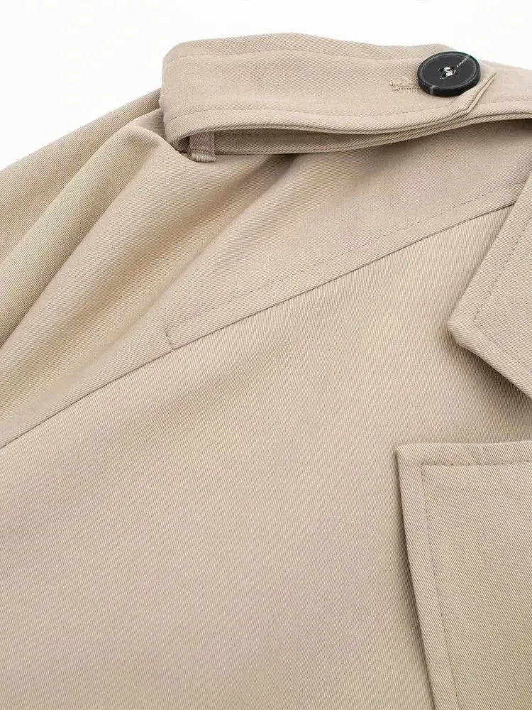 Cropped Double-Breasted Trench Jacket