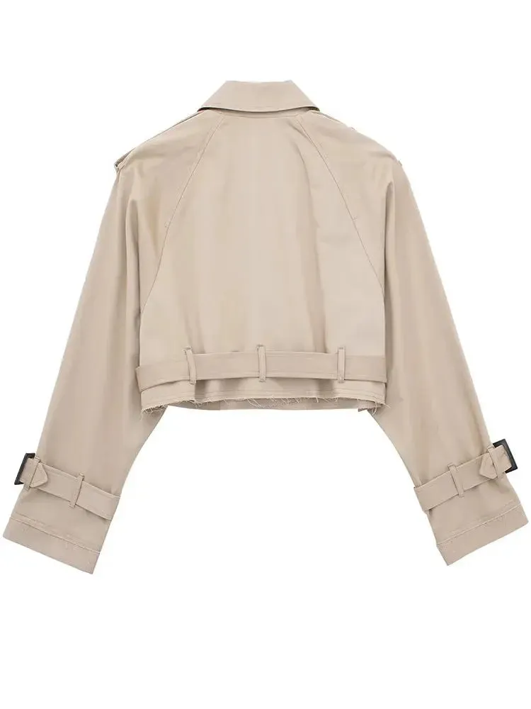 Cropped Double-Breasted Trench Jacket