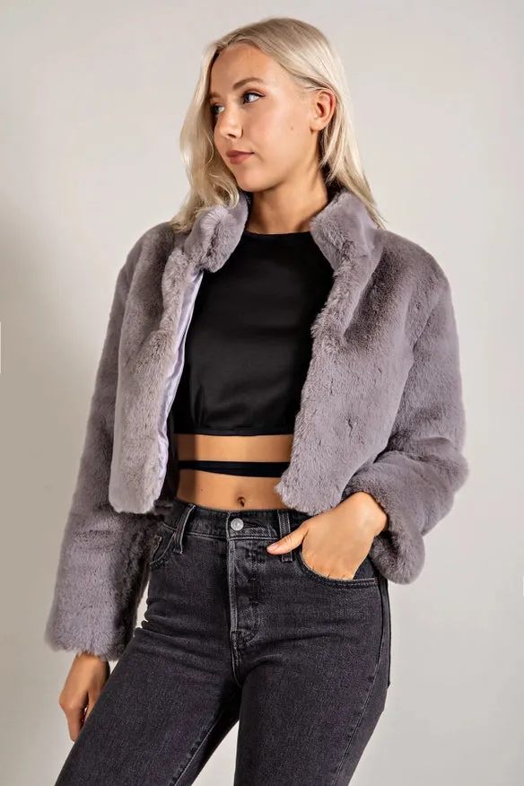 Cropped Faux Fur Jacket