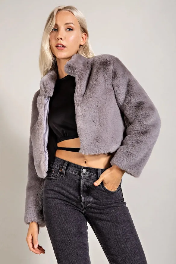 Cropped Faux Fur Jacket