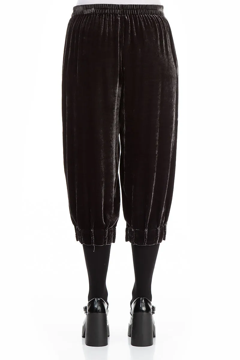 Cropped Iron Silk Velvet Trousers