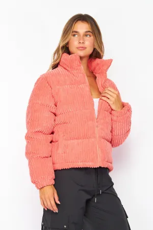 Crush Blush Corduroy Stage Puffer Jacket