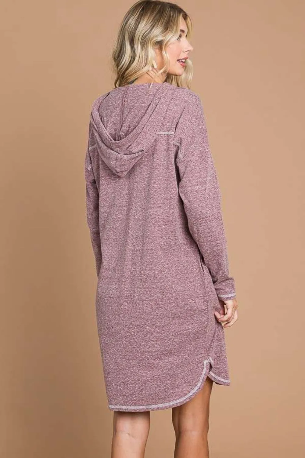 Culture Code Full Size Hooded Long Sleeve Sweater Dress