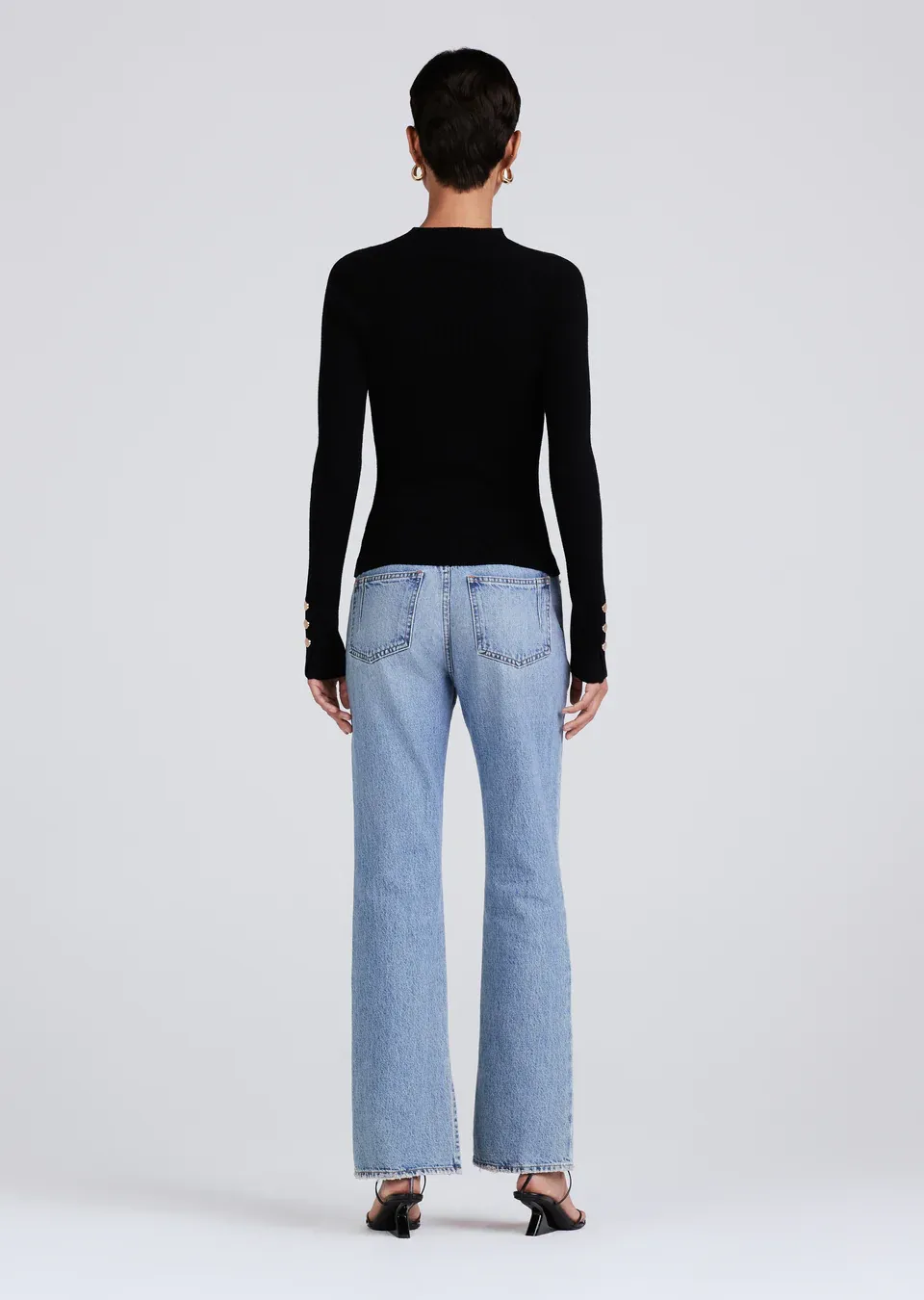 Derek Lam 10 Crosby - Kassandra Ribbed Mock Neck Sweater in Black