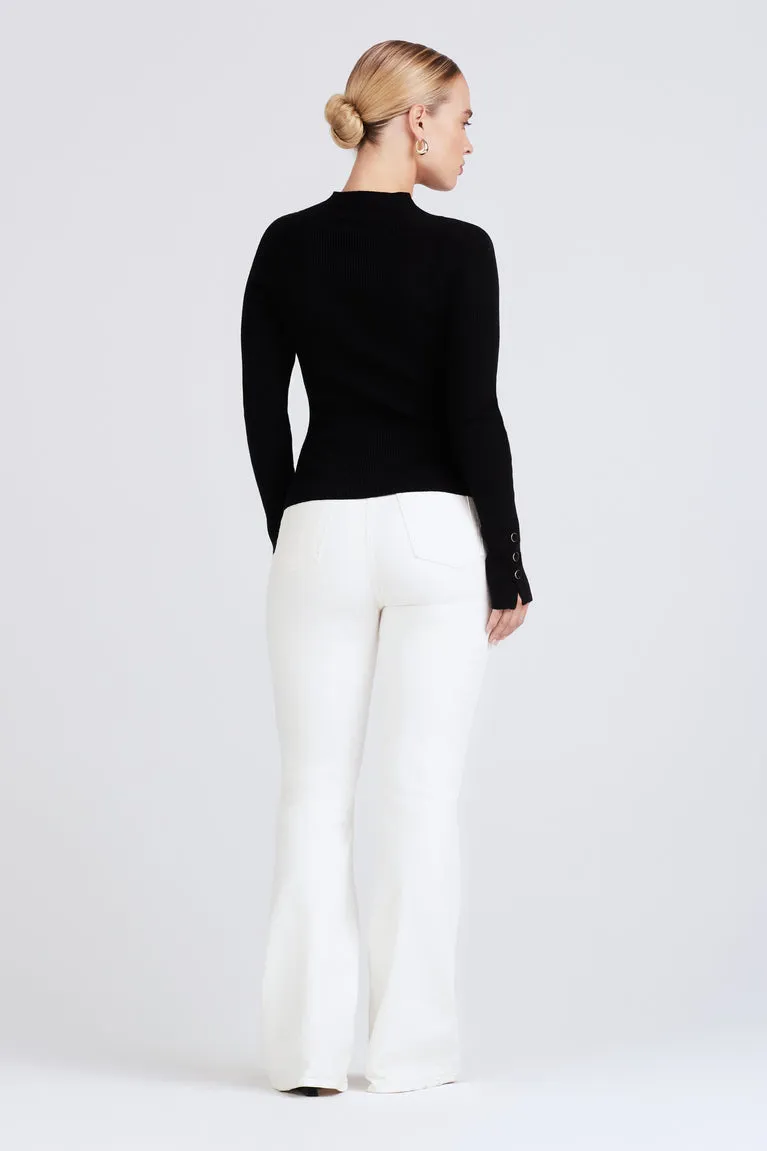 Derek Lam 10 Crosby - Kassandra Ribbed Mock Neck Sweater in Black