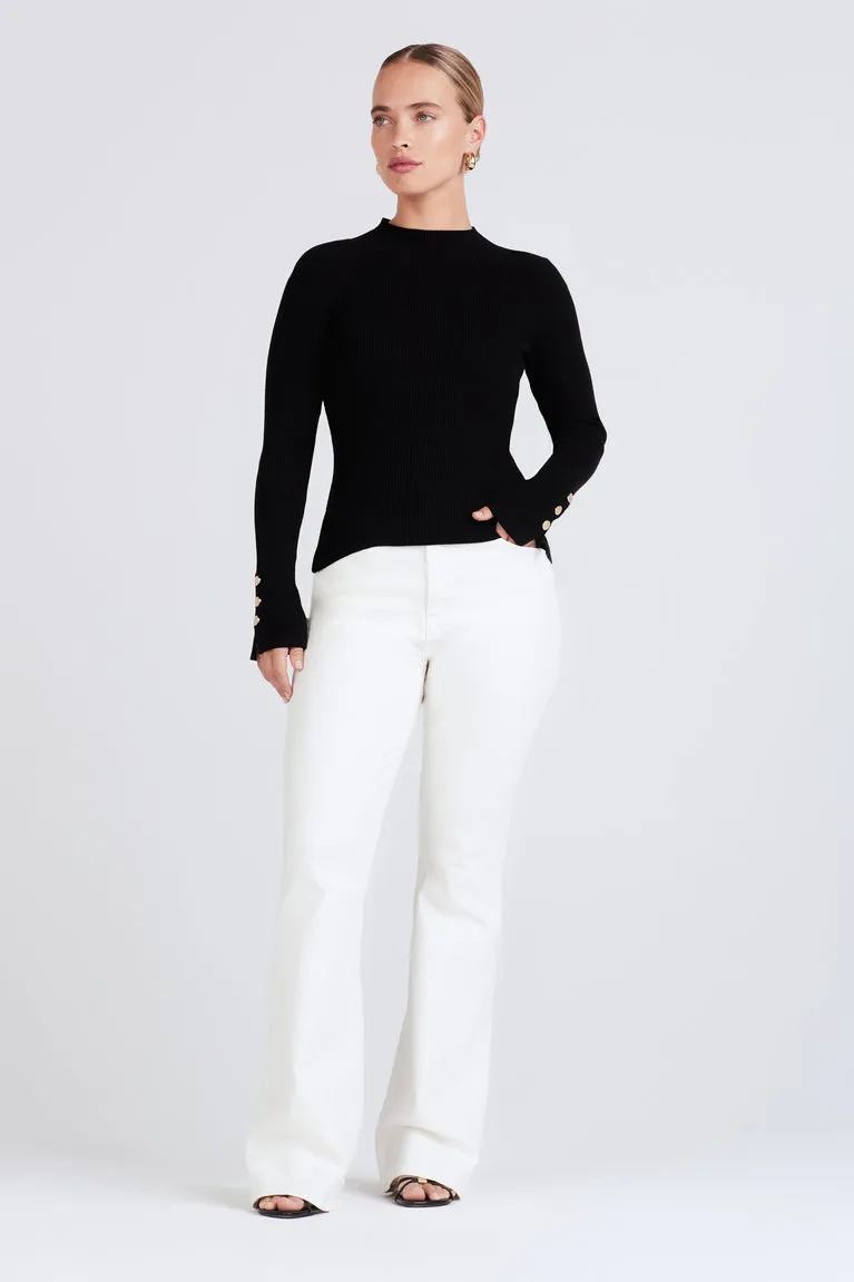 Derek Lam 10 Crosby - Kassandra Ribbed Mock Neck Sweater in Black