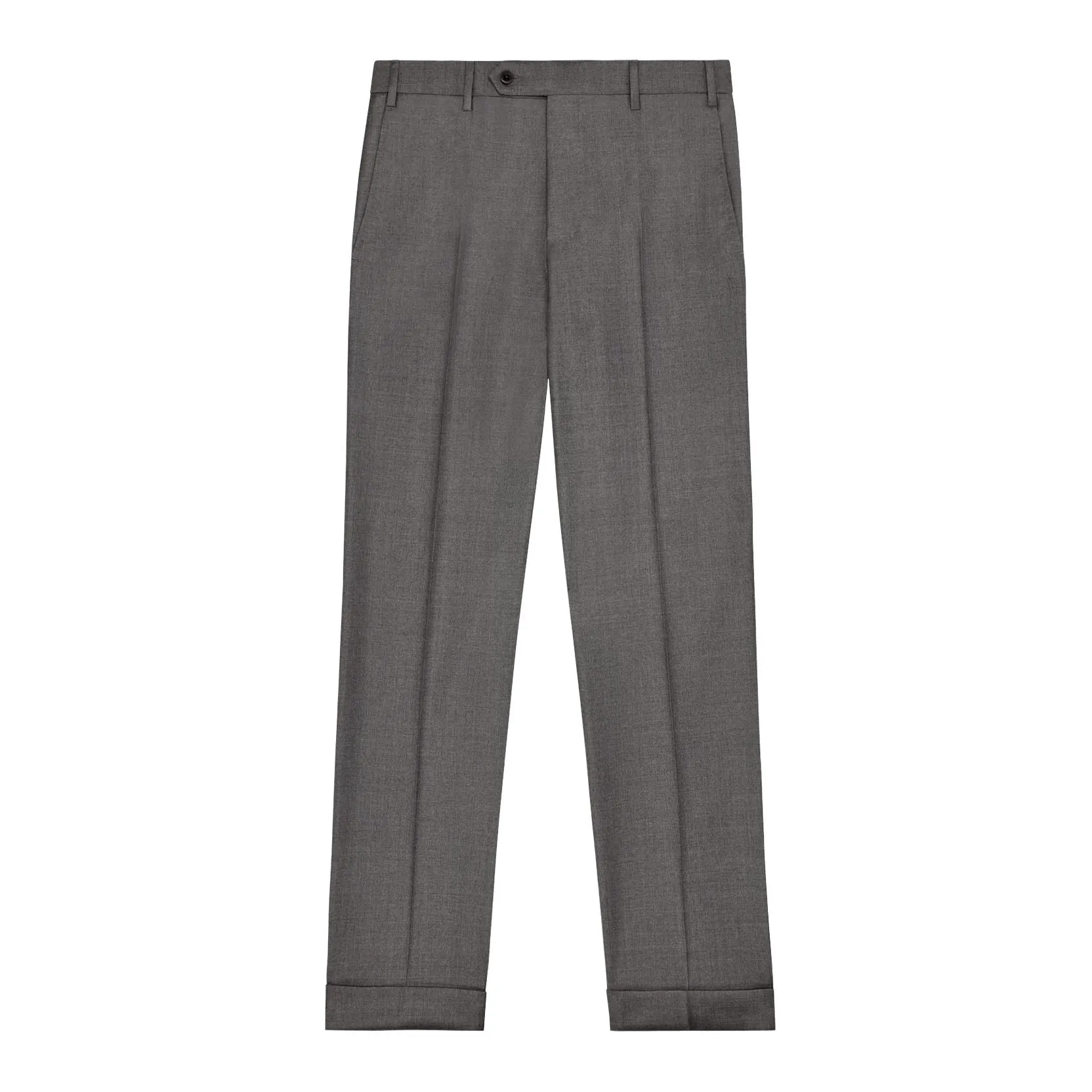 Devon Flat Front Stretch Wool Trouser in Medium Grey (Modern Full Fit) by Zanella