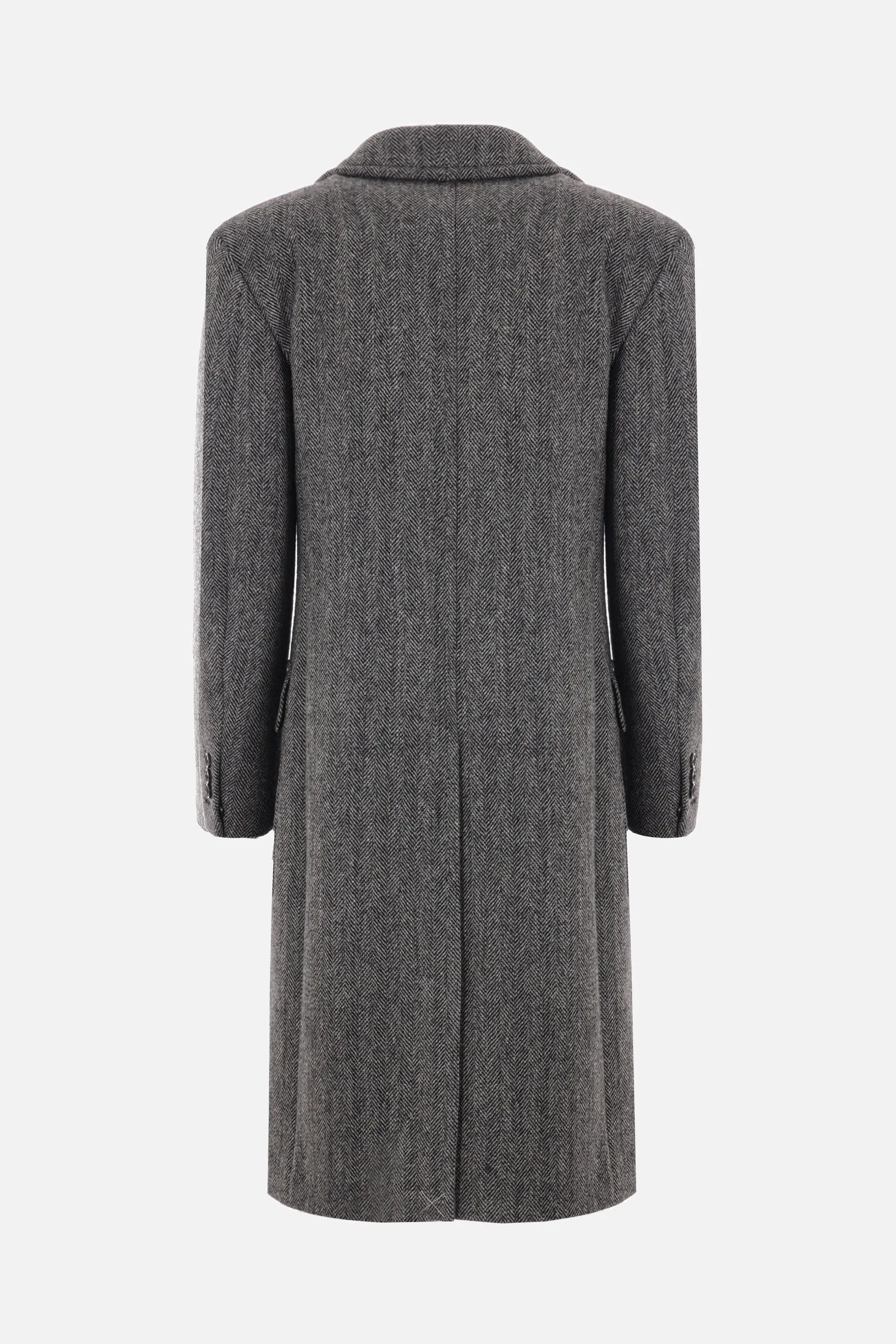 Double-breasted Herringbone Wool Coat