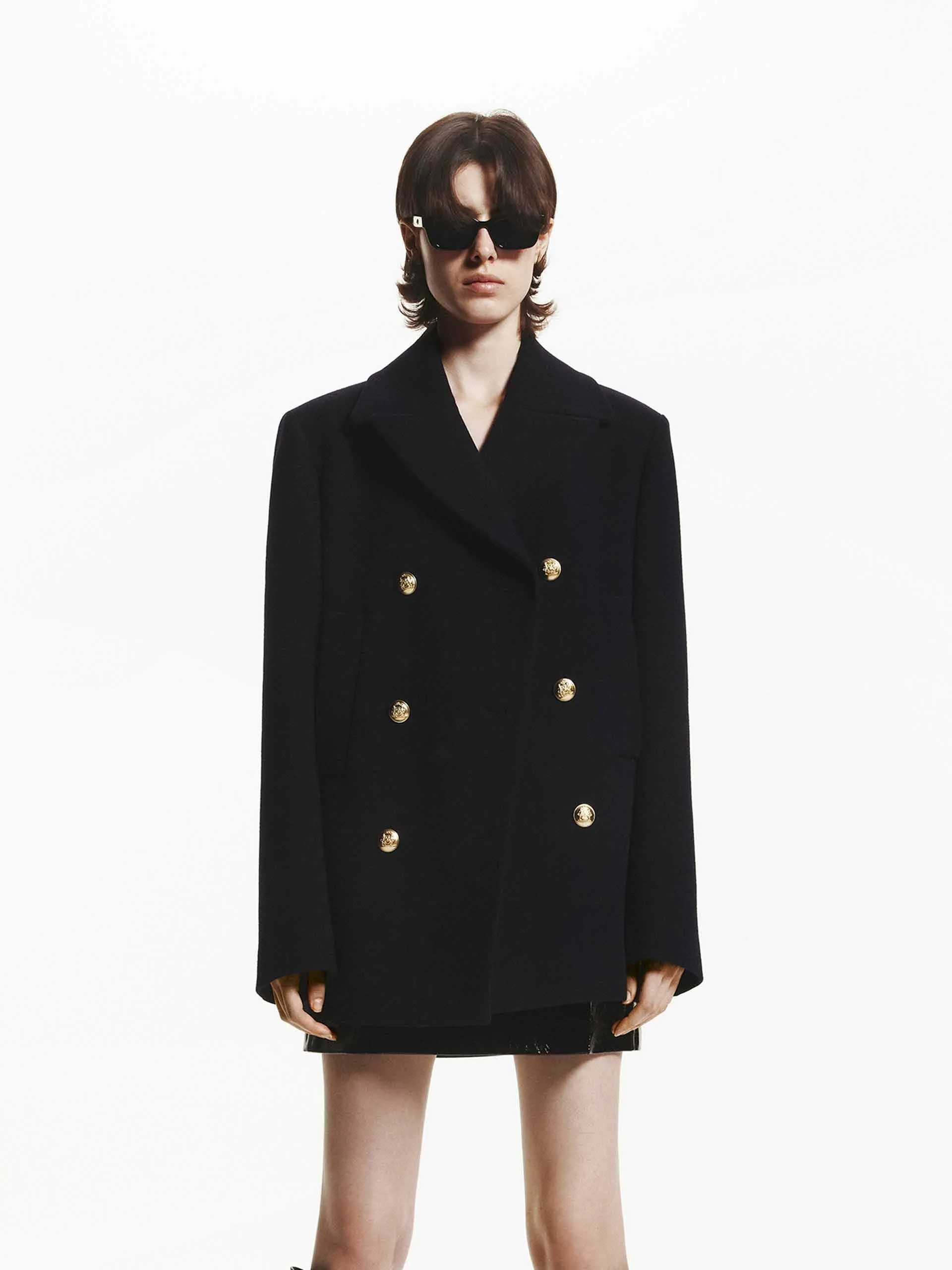 Double Breasted Mid Wool Coat