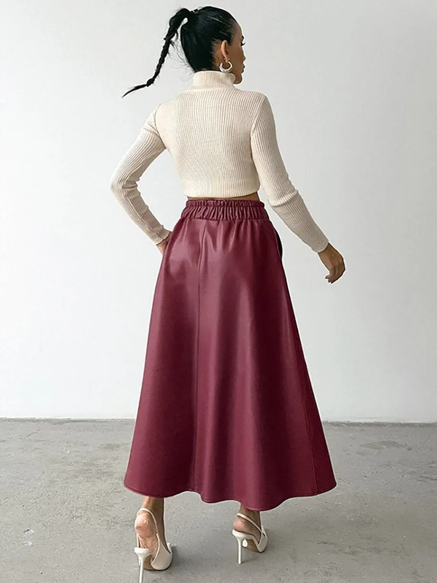 Fashionable Angora Leather Satin Skirt