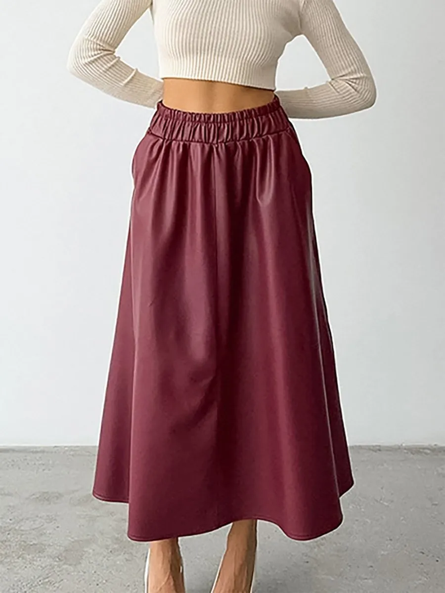 Fashionable Angora Leather Satin Skirt